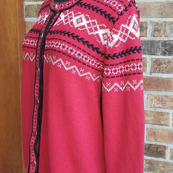 Vintage Northern Reflections M Red Knit Cardigan - Picture 3 of 8